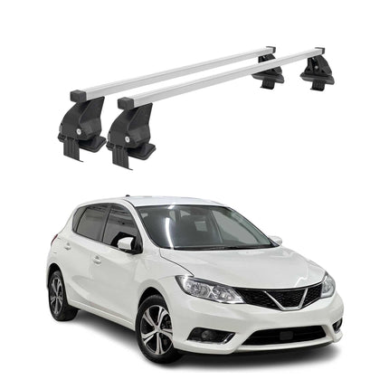 Menabo Dachträger Grundtäger für Nissan Pulsar 2014-2018 50kg Stahl Silber 2 tlg