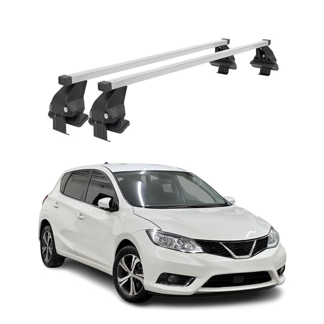 Menabo Dachträger Grundtäger für Nissan Pulsar 2014-2018 50kg Stahl Silber 2 tlg