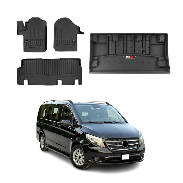 OMAC Fußmatten & Kofferraumwanne Set für Mercedes Vito W447 2014-2026 Gummi 4x