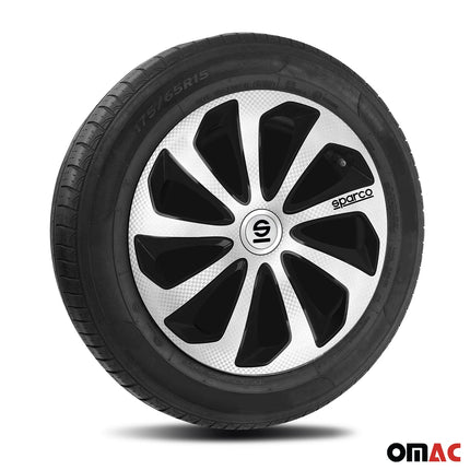 Radkappen Radzierblenden Sparco Sicilia 14" Zoll Auto Silber Carbon Schwarz 4x