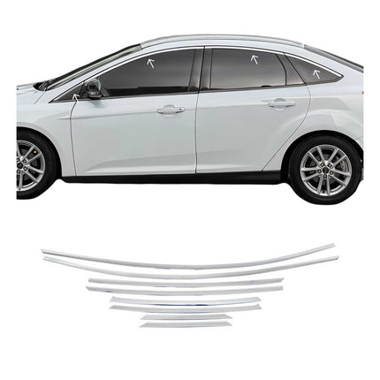 Fensterleisten Zierleisten für Ford Focus Stufenheck Oben ab 2011 Edelstahl 8tlg