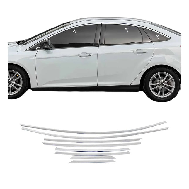 Fensterleisten Zierleisten für Ford Focus Stufenheck Oben ab 2011 Edelstahl 8tlg