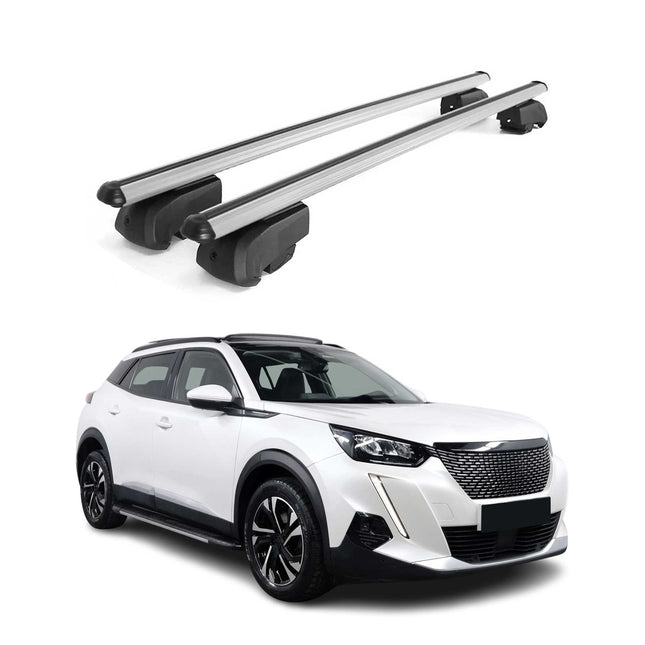 Dachträger Gepäckträger für Peugeot 2008 II 2019-2026 ABE Aluminium Grau 2x