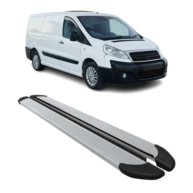 Seitenschweller Trittbretter Schweller für Fiat Scudo 2007-2016 L2 Alu Grau
