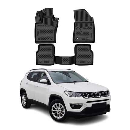 OMAC Gummimatten Fußmatten für Jeep Compass 2017-2025 TPE Automatten Schwarz 4x