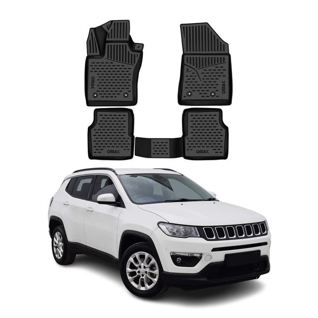 OMAC Gummimatten Fußmatten für Jeep Compass 2017-2025 TPE Automatten Schwarz 4x