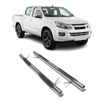 StahlTrittbretter Schwellerrohre für Isuzu D-Max DoubleCab 2012-2026 StahlSilber