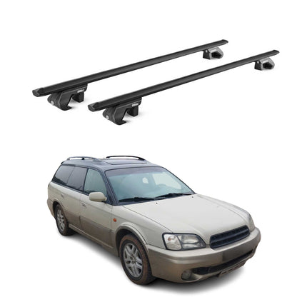 Dachträger Grundtäger für Subaru Outback mk2 1999-2003 90kg Alu Schwarz 2x ABE