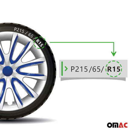 4x Radkappen Radzierblenden Radblenden für 15" Zoll Stahlfelgen Grau Dunkel Blau