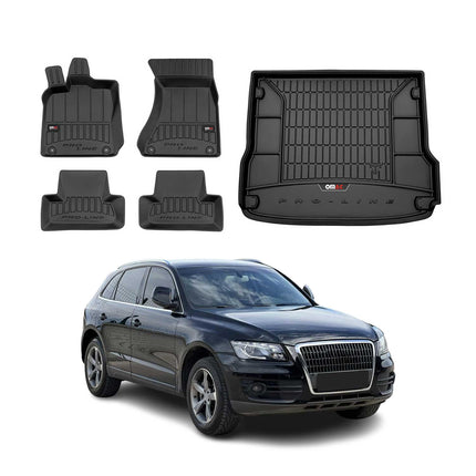 OMAC Fußmatten & Kofferraumwanne Set für Audi Q5 2008-2017 Gummi TPE Schwarz 5x