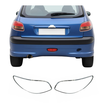 Rücklicht Leisten Heckleuchte für Peugeot 206 1998-2009 Chrom ABS Silber 2tlg