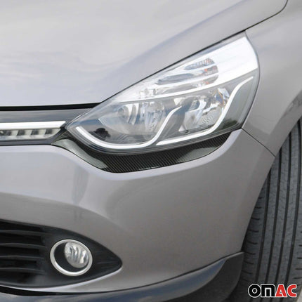 Scheinwerfer Leisten Scheinwerferblende für Renault Clio 2012-16 Echt Carbon 2x