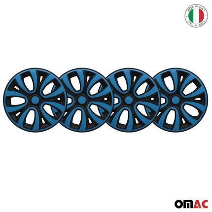 4x Radkappen Radzierblenden Radblenden für 15" Zoll Stahlfelgen Schwarz Blau