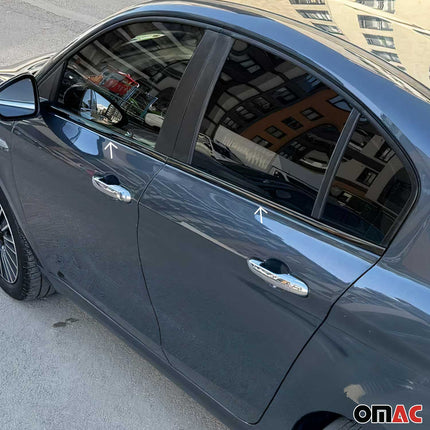 Fensterleisten Fensterrahmen für Fiat Tipo 2015-2026 Edelstahl Glanz Dunkel 4x