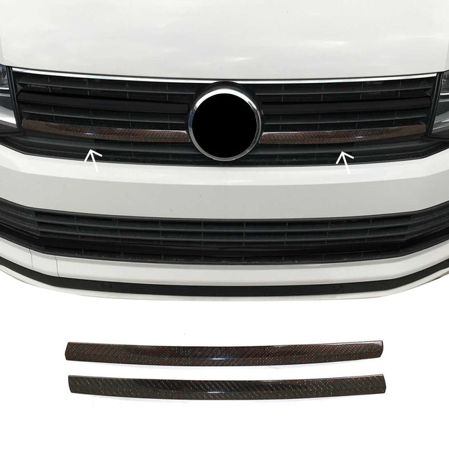 Kühlergrill Grillleisten für VW T6 Transporter 2015-19 Highline Echt Carbon Rot