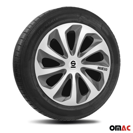 Radkappen Radzierblenden Sparco Sicilia 15" Zoll Auto Abdeckung Silber Grau 4x