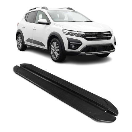 Trittbretter Seitenschweller für Dacia Sandero 2021-2026 Aluminium Schwarz 2tlg