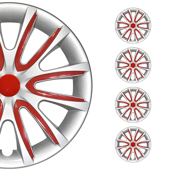 4x Radblenden Radkappen Radzierblenden für 16" Zoll Stahlfelgen Grau Rot