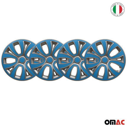 4x Radblenden Radkappen Radzierblenden 14" Zoll Grau Blau Glänzend