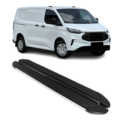 Seitenschweller Trittbretter für Ford Transit Custom 2023-2026 L1 Silber 2 tlg