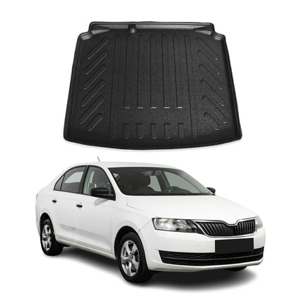 Kofferraumwanne Laderaumwanne für Skoda Rapid Limo 2012-2019 Gummi TPE Schwarz