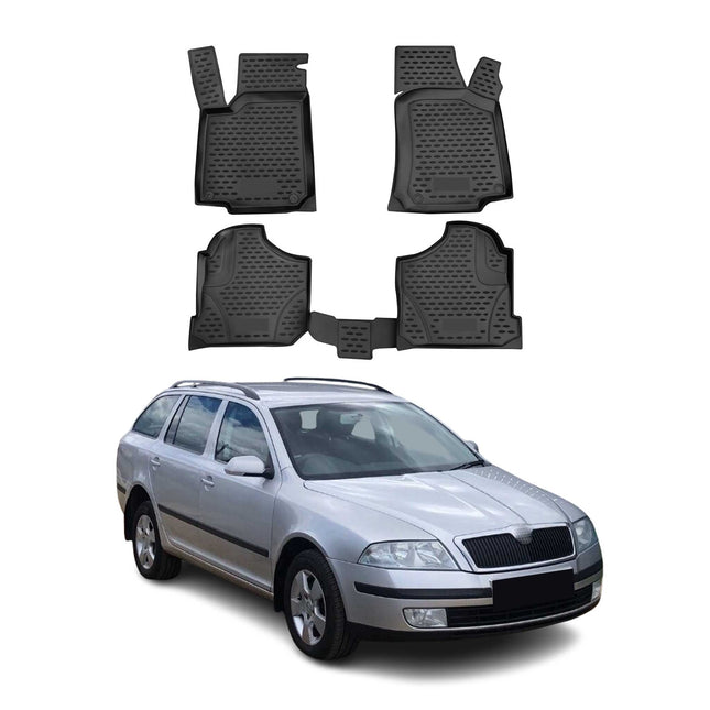 OMAC Gummimatten Fußmatten für Skoda Octavia Tour 2005-2010 TPE Schwarz 4x