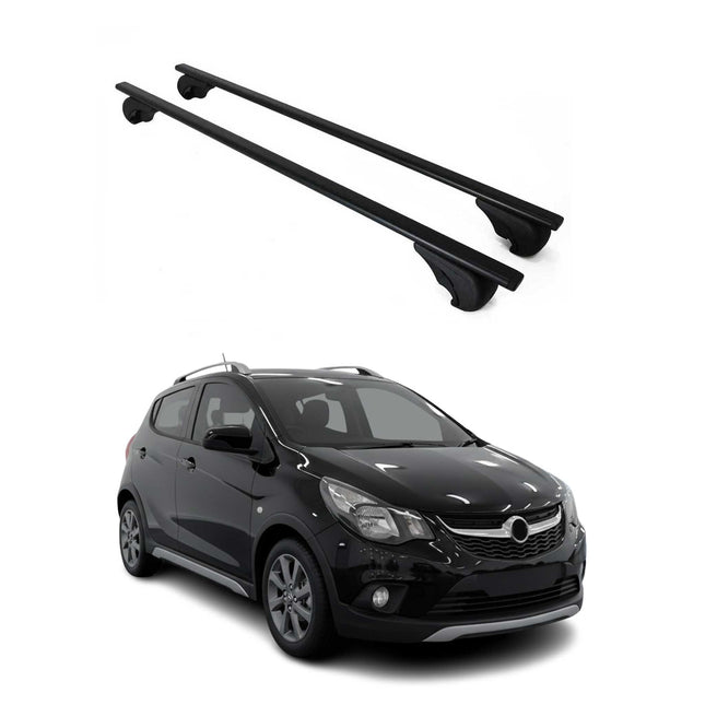 Dachträger Gepäckträger für Opel Karl 2017-2019 Grundträger Metall Schwarz 2tlg