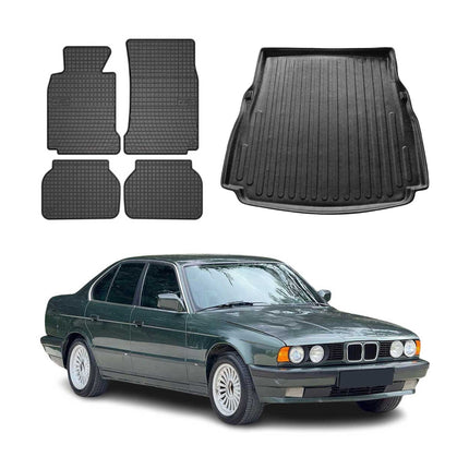 Fußmatten & Kofferraumwanne Set für BMW 5er Stufenheck E39 1995-2003 Gummi 5x