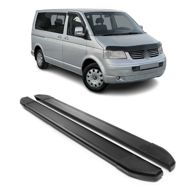 Alu Trittbretter für VW T5 T6 Multivan Caravelle 2003-2024 L1 Schweller Schwarz