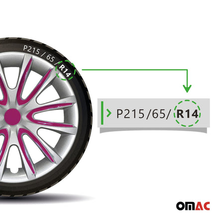 4x Radblenden Radkappen Radzierblenden für 14" Zoll Grau Lila
