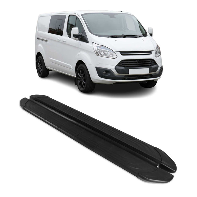 Trittbretter Seitenschweller für Ford Transit Custom I 2012-2023 L2 Alu Schwarz