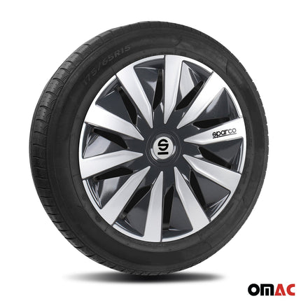 Radkappen Radzierblenden Sparco Lazio 16" Zoll Auto Abdeckung Set Grau Silber 4x