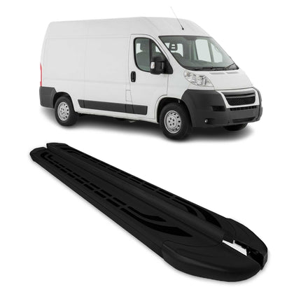 Trittbretter Schweller Seitenbretter für Citroen Jumper 2006-2026 L2 Alu Schwarz