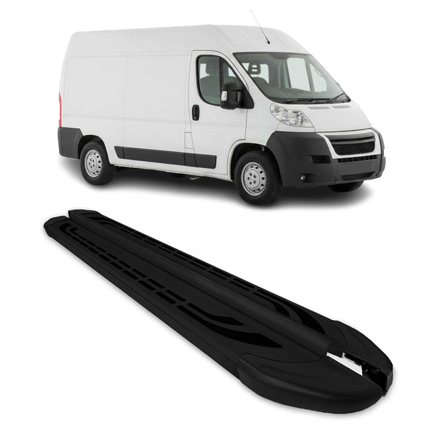 Trittbretter Schweller Seitenbretter für Citroen Jumper 2006-2026 L2 Alu Schwarz