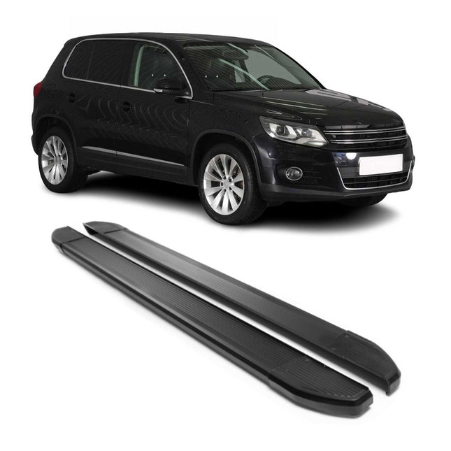 Aluminium Seitenschweller Trittbretter für VW Tiguan 2007-2016 Schwarz 2tlg