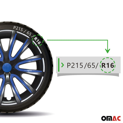 4x Radkappen Radzierblenden für 16" Zoll Stahlfelgen Schwarz Dunkel Blau