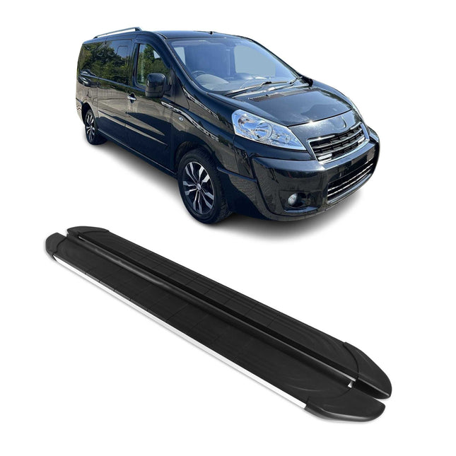 Trittbretter Seitenschweller für Peugeot Expert 2007-2016 L1 Alu Schwarz Grau