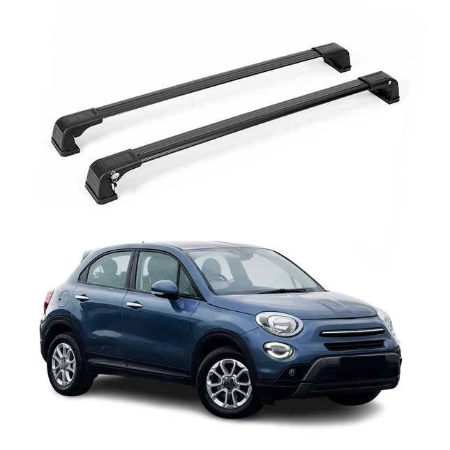 Aluminium Dachträger Gepäkträger Grundträger für Fiat 500X 2015-2026 Schwarz 2x