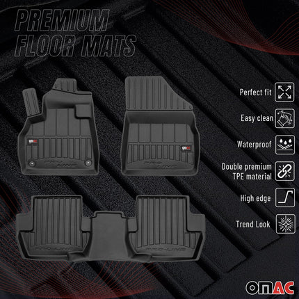 OMAC Gummi Fußmatten für Citroen DS5 2011-2015 Premium TPE Automatten Schwarz 3x