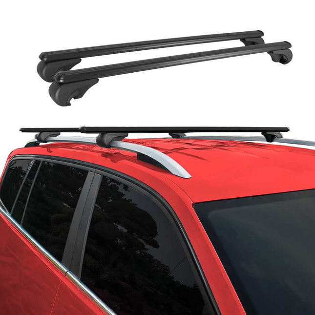 Dachträger für 125 cm mit Schlüssel Gepäckträger Grundträger Alu Schwarz 2x