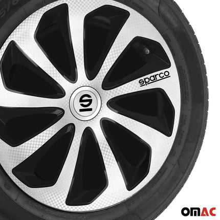 Radkappen Radzierblenden Sparco Sicilia 15" Zoll Auto Silber Carbon Schwarz 4x