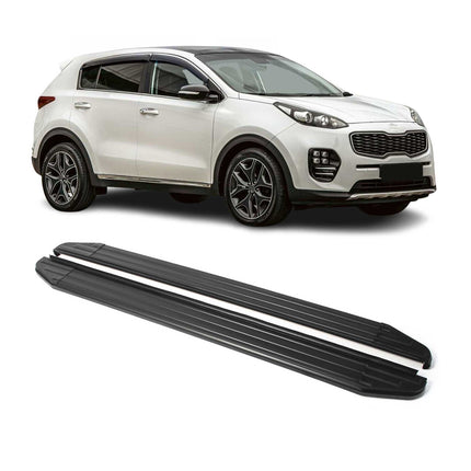 Trittbretter Seitenschweller für Kia Sportage 2017-2022 ABE Schwarz Alu