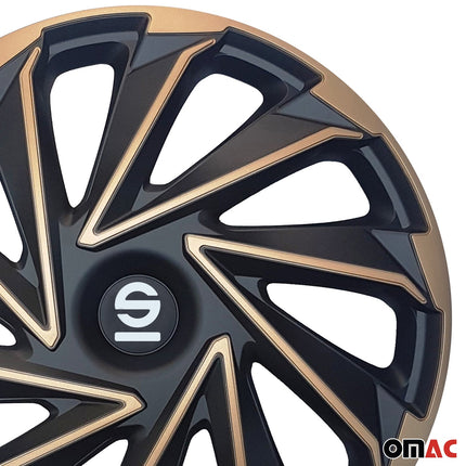 Radkappen Radzierblenden Sparco Varese 15" Zoll Abdeckung Set Gold Schwarz 4x