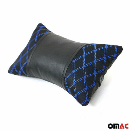 KFZ Auto Kopfstütze Sitzkissen Nackenstütze Textil & Leder Blau Schwarz 8x30 cm
