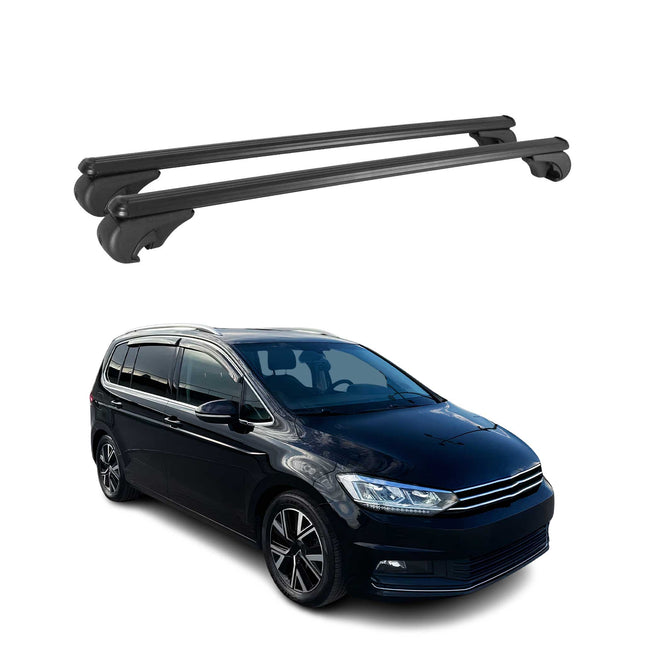 Dachträger Grundtäger für VW Touran 2003-2023 75kg Aluminium Schwarz 2 tlg