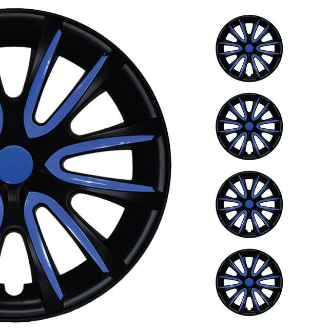 4x Radblenden Radkappen Radzier für 14" Zoll Stahlfelgen Schwarz Dunkel Blau