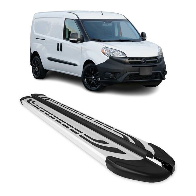 Seitenschweller Seitenbretter Trittbretter für Fiat Doblo Maxi 2010-21 Alu Grau