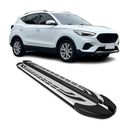 Trittbretter Seitenschweller für MG ZS 2017-2026 Silber Schwarz Aluminium 2 tlg