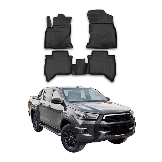 OMAC Gummimatten Fußmatten für Toyota Hilux 2015-2026 TPE Automatten Schwarz 4x