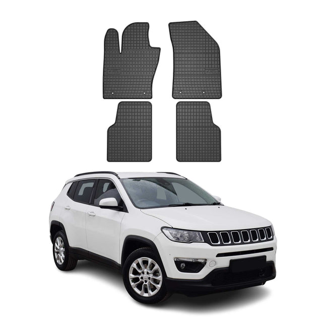 OMAC Gummi Fußmatten für Jeep Compass 2016-2020 Automatten Gummi Schwarz 4tlg
